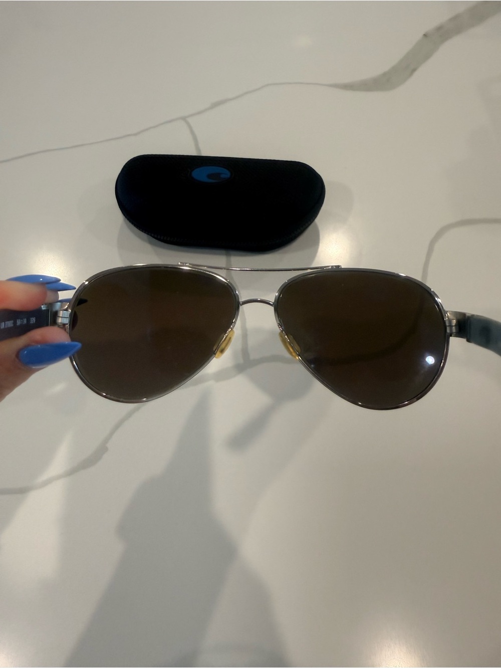 Costa Aviator Sunglasses with Blue Lenses - Picture 5 of 10